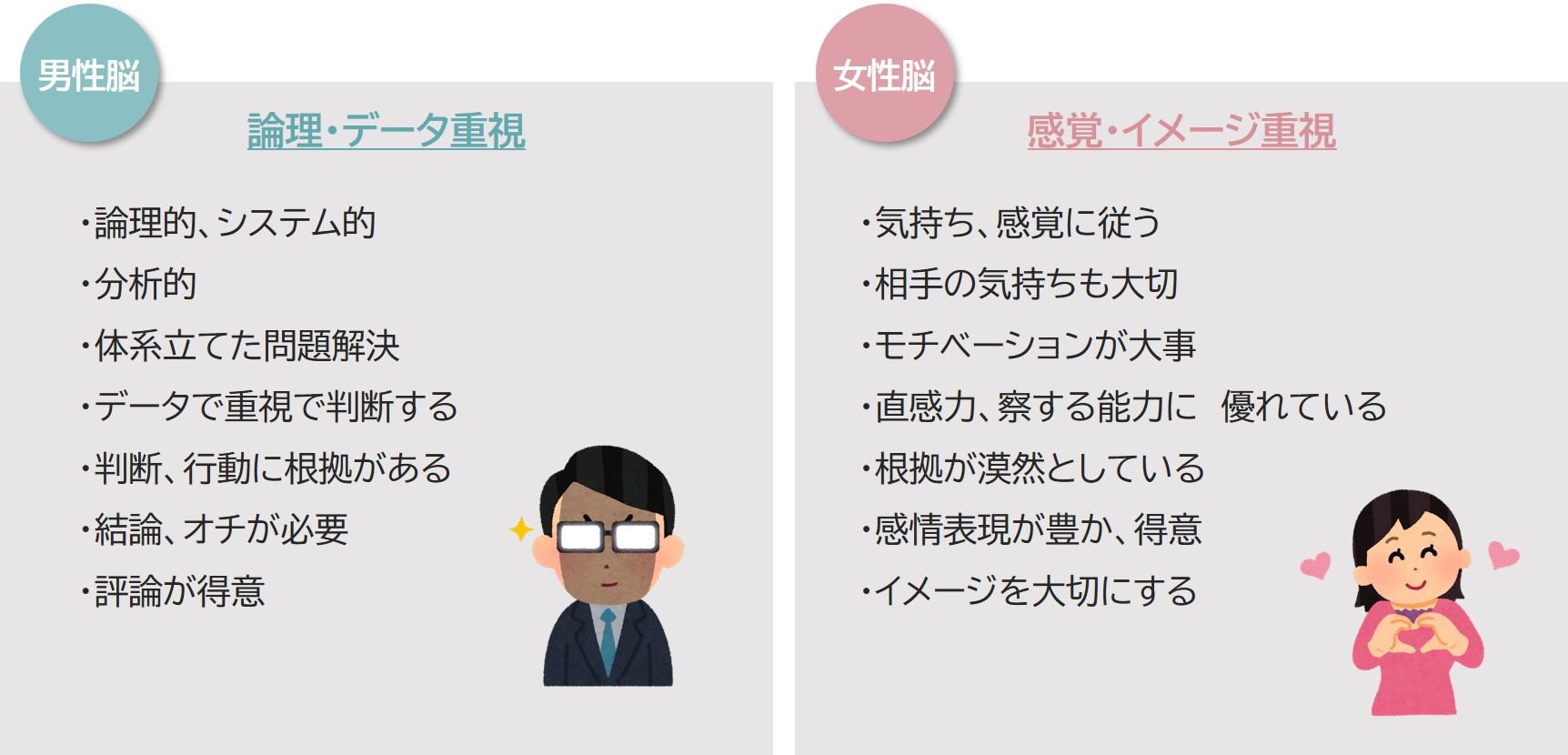 【男性脳・女性脳 診断付き】男女の考え方・コミュニケーションの違い | ゆるゆる営業研修